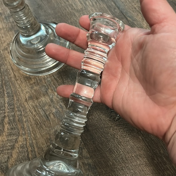 Vintage HOMCO USA Molded Clear Glass Candleholders - Set of 2 -Ribbed Pattern - Picture 9 of 9